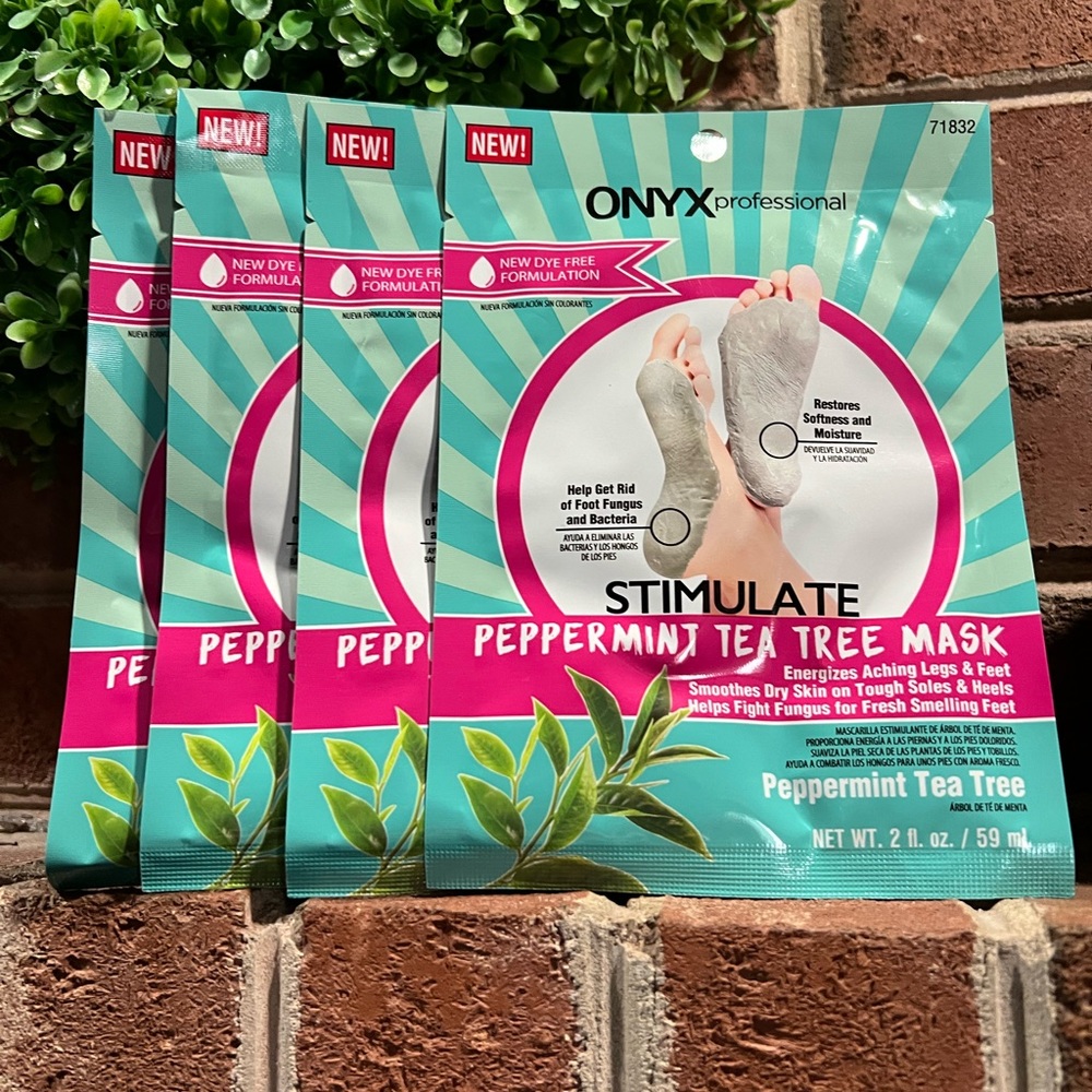 Onyx Professional Peppermint and Tea Tree Foot Mask,Dry Foot Treatment 2 oz (4)